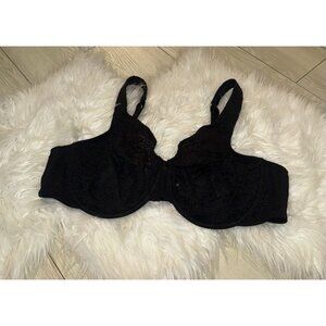 Cacique Lace Bra Sheer Unlined Underwire Womens 42C Black